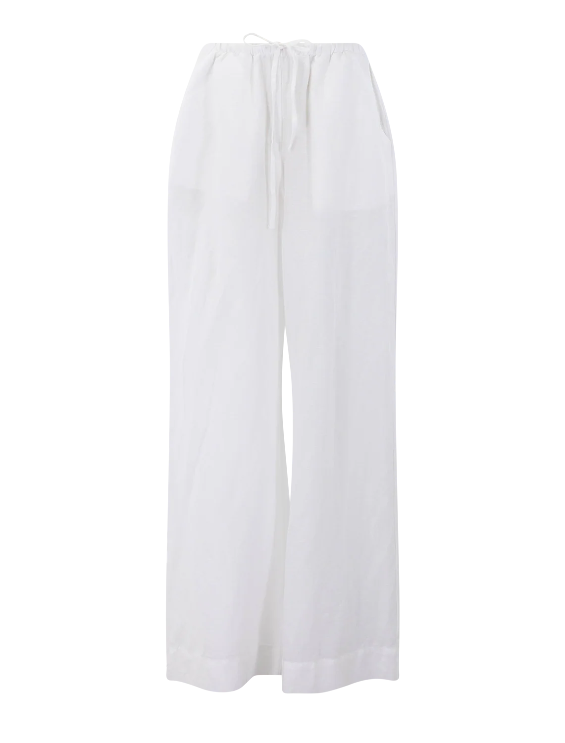 linen drawstring pant in white