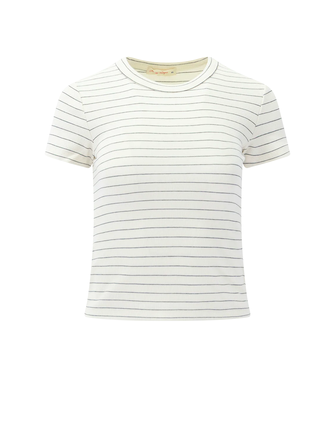 sun in lexi crew tee in black and white micro stripe