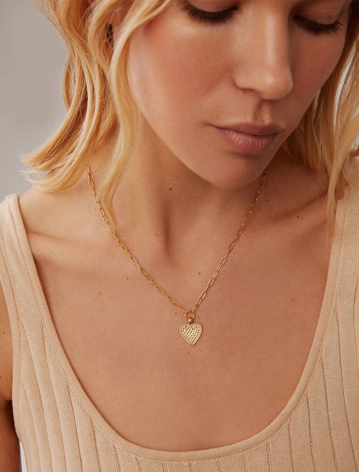 medium heart engravable necklace in gold - Image 2