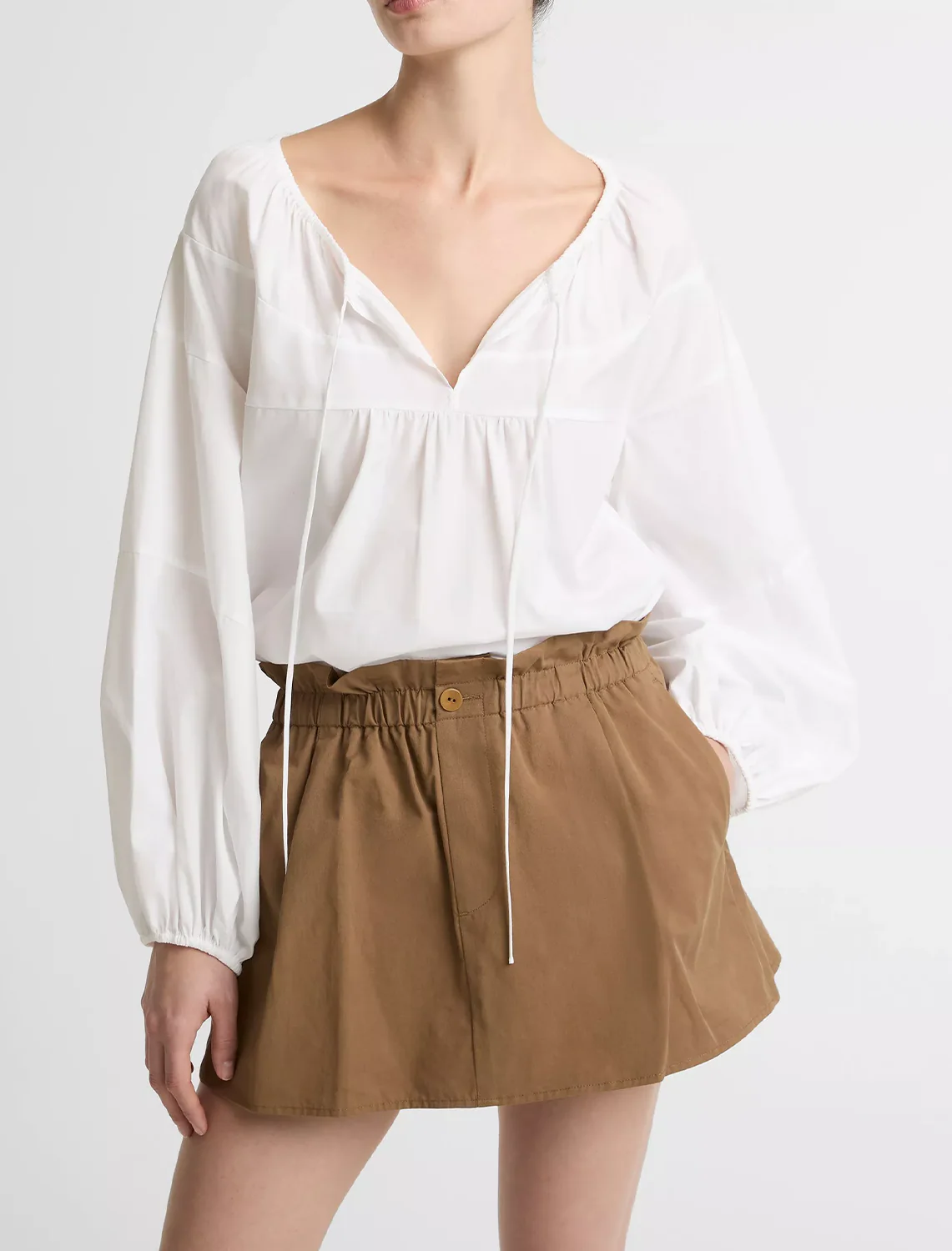 mid rise cotton pull on skort in almondine - Image 2