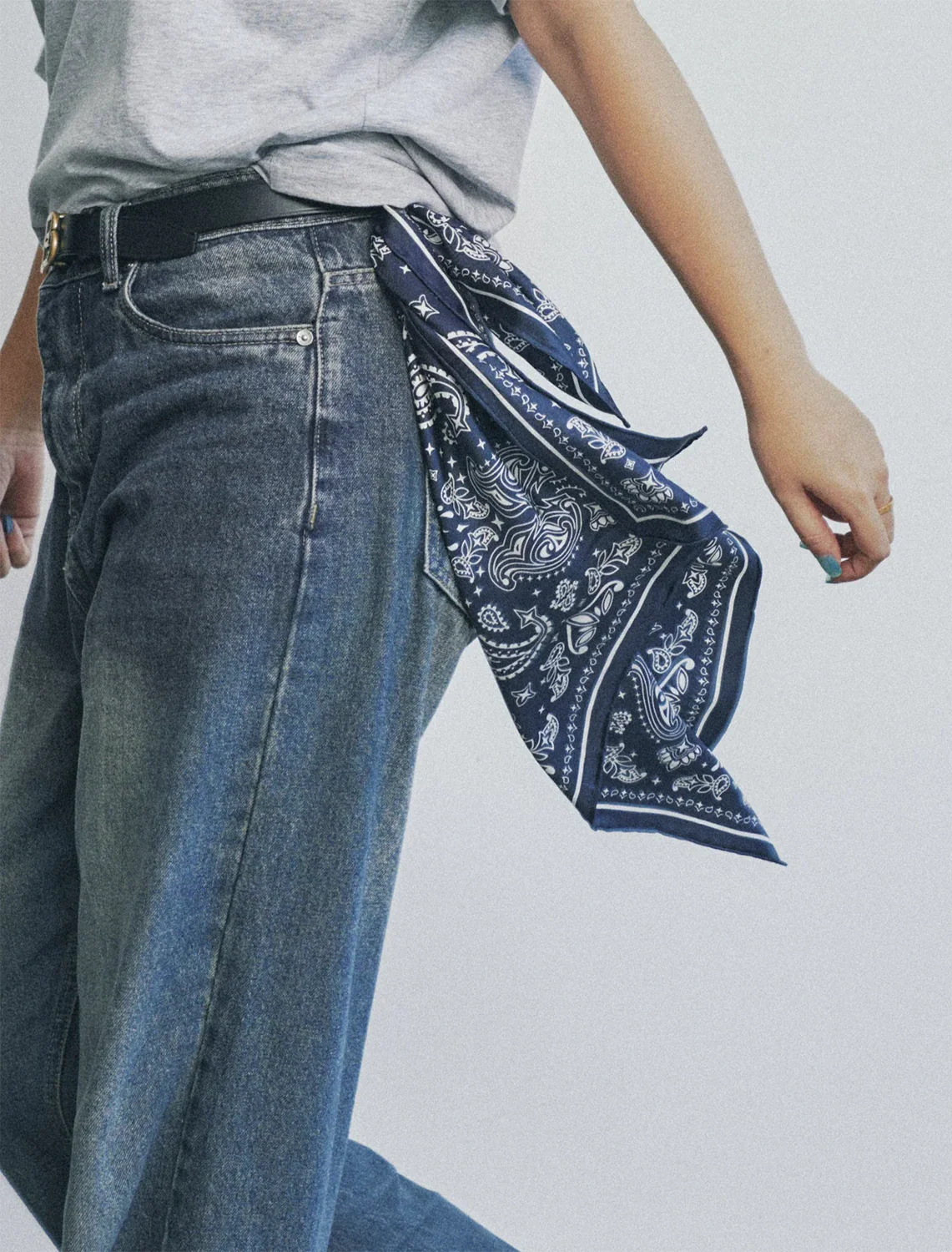 midnight blue silk bandana scarf - Image 2