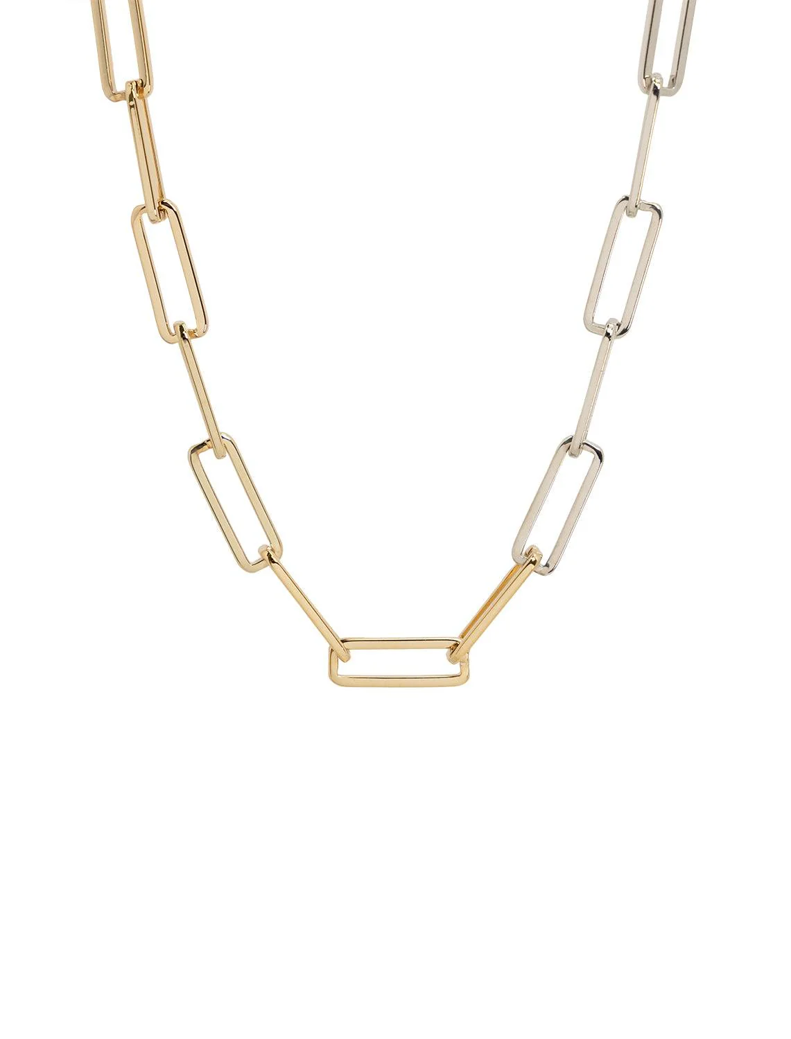 paper clip necklace in two tone