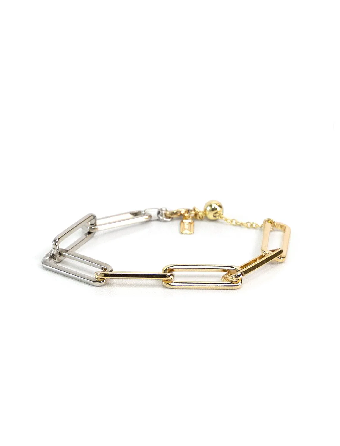 paper clip slider bracelet two tone
