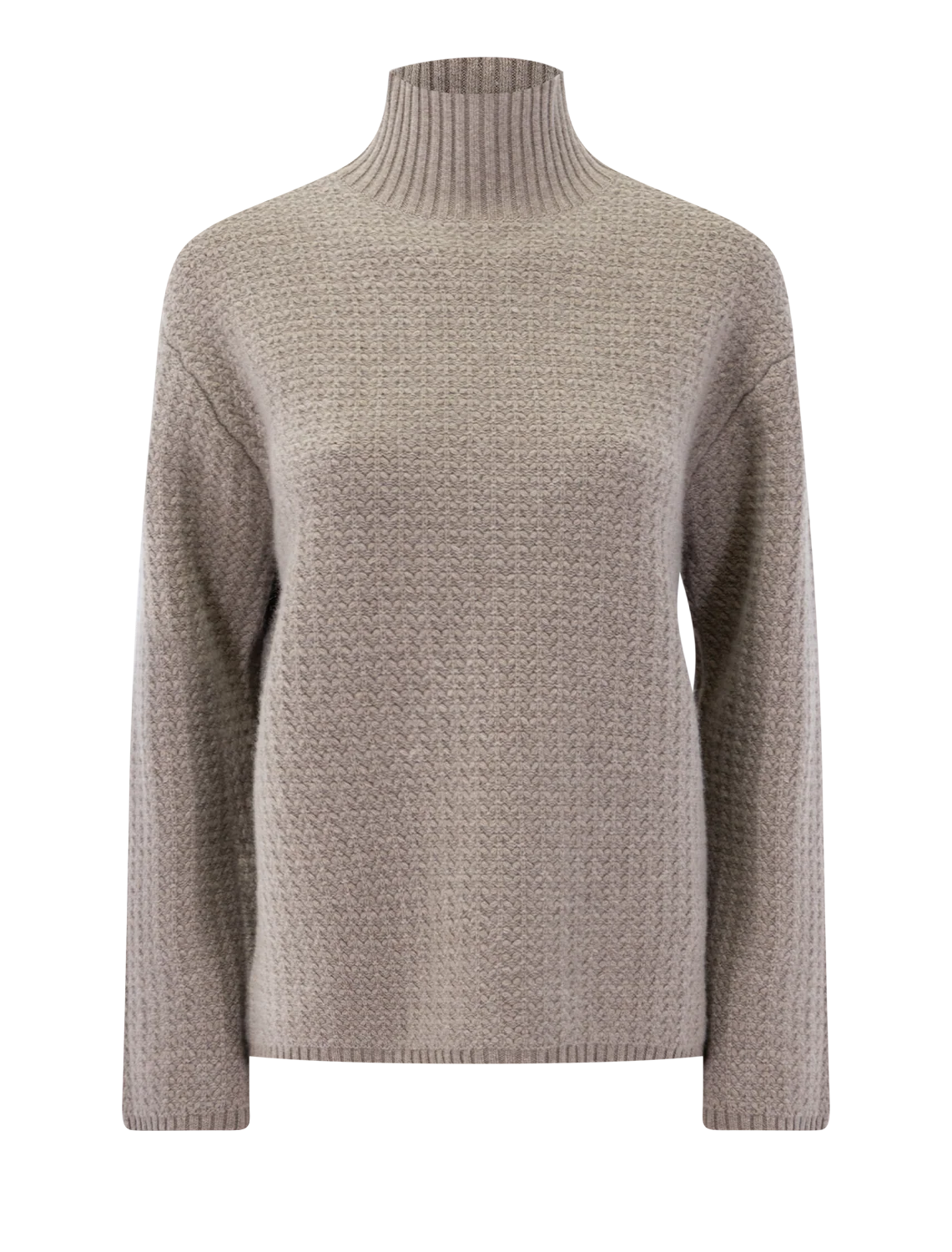 cashmere/wool blend waffle stitch sweater in almond