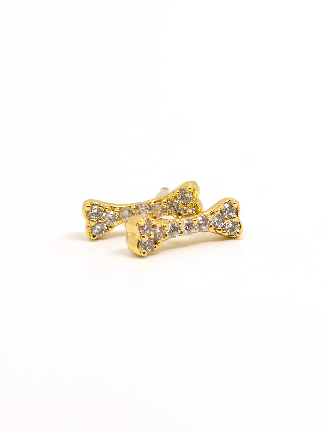 pave cz dog bone studs - Image 3