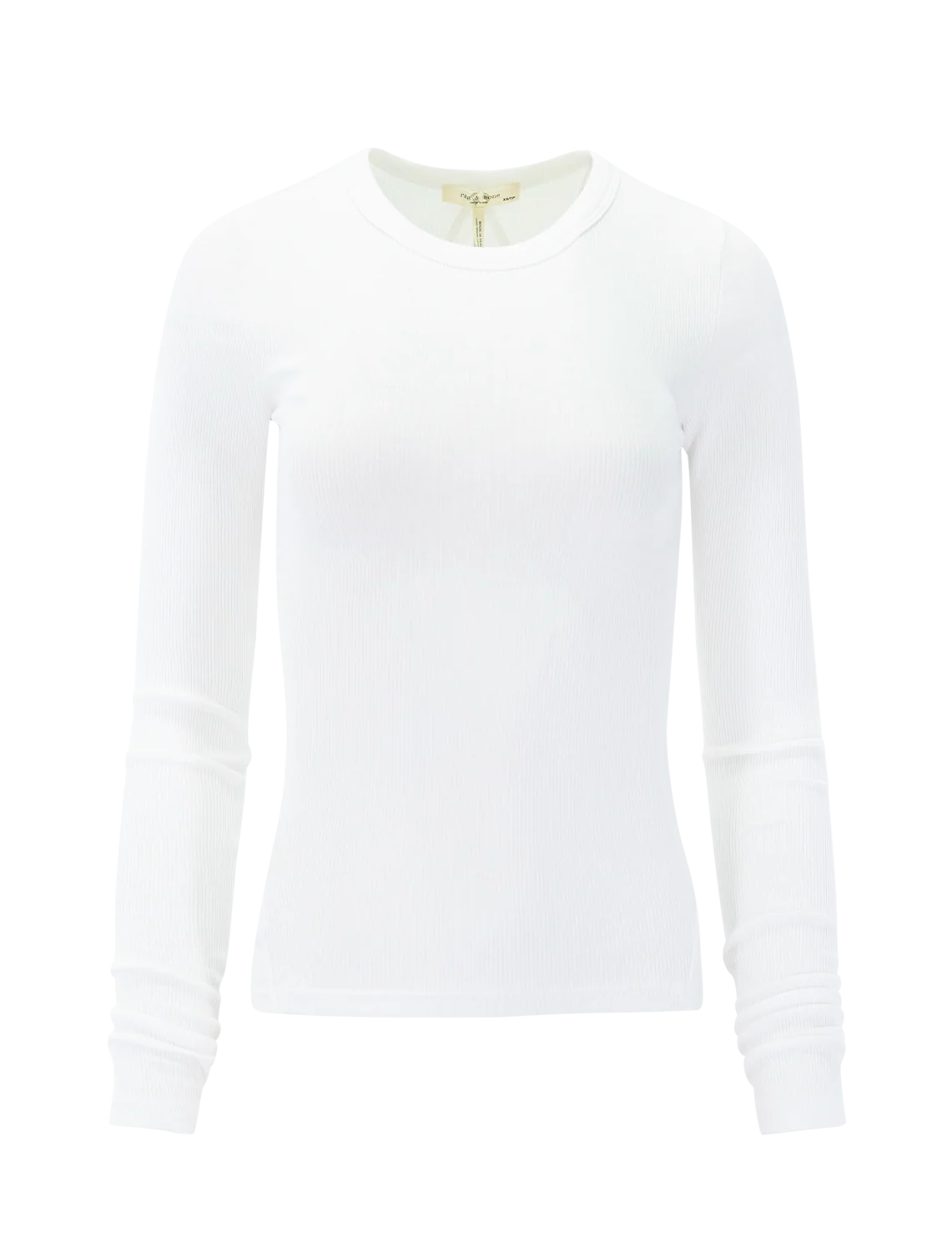 essential rib long sleeve tee in white