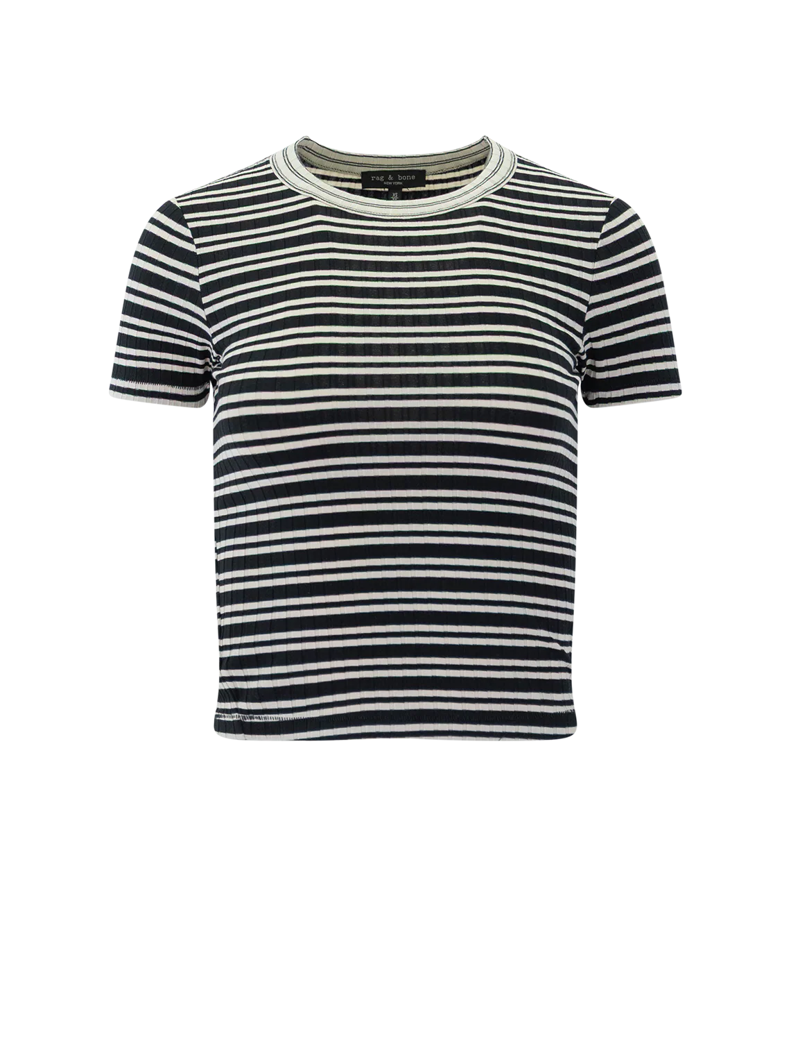 luca stripe contrast tee in ivory and black