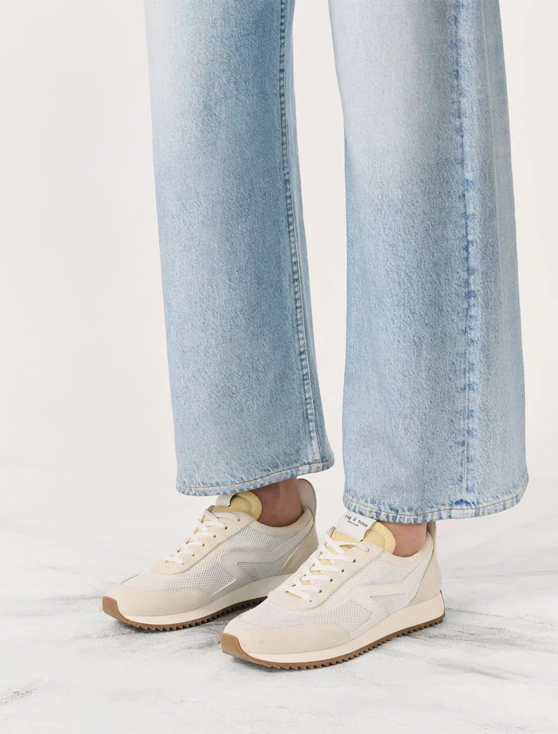 retro runner mesh sneaker in offwhite - Image 2