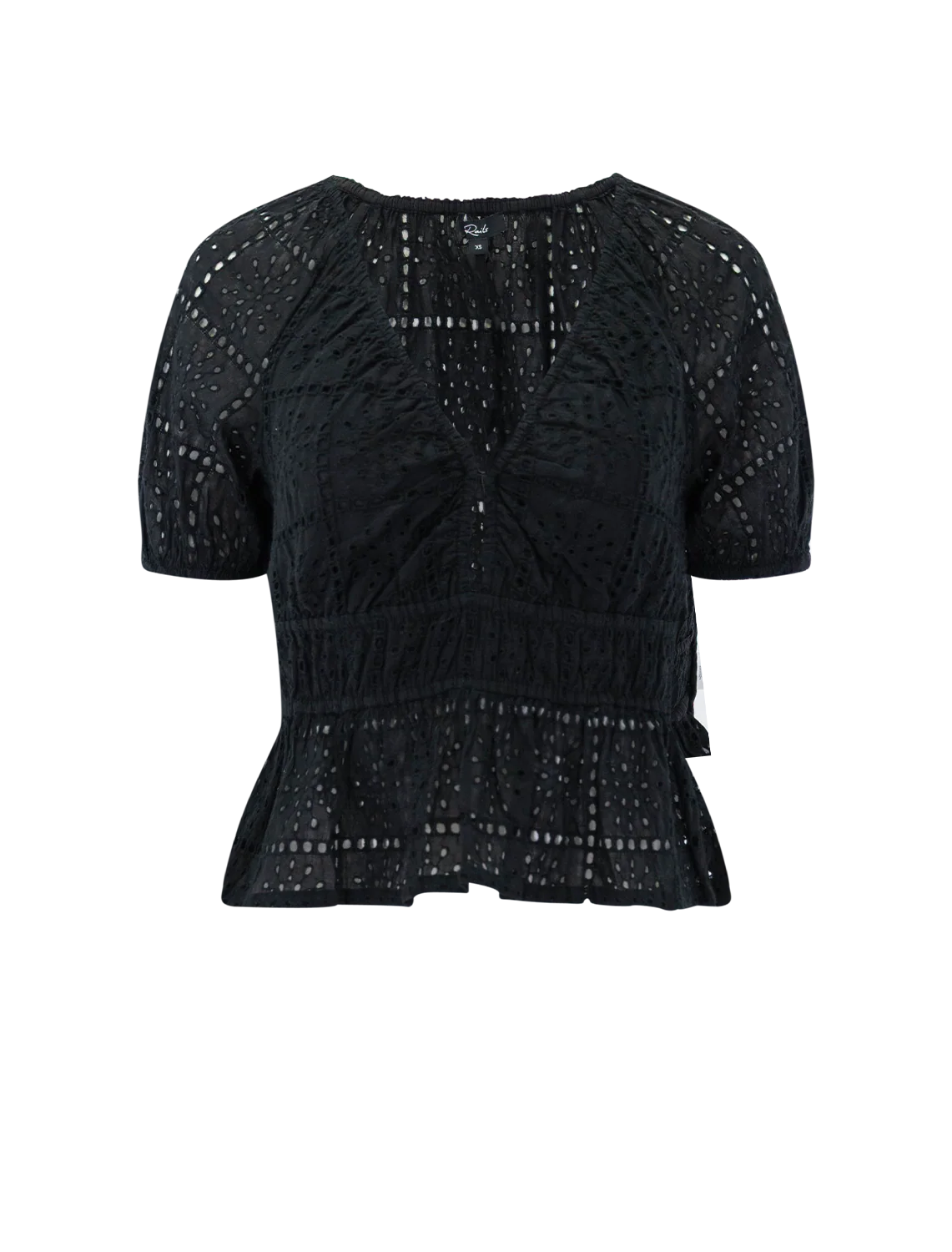 argenta top in black grid embroidery