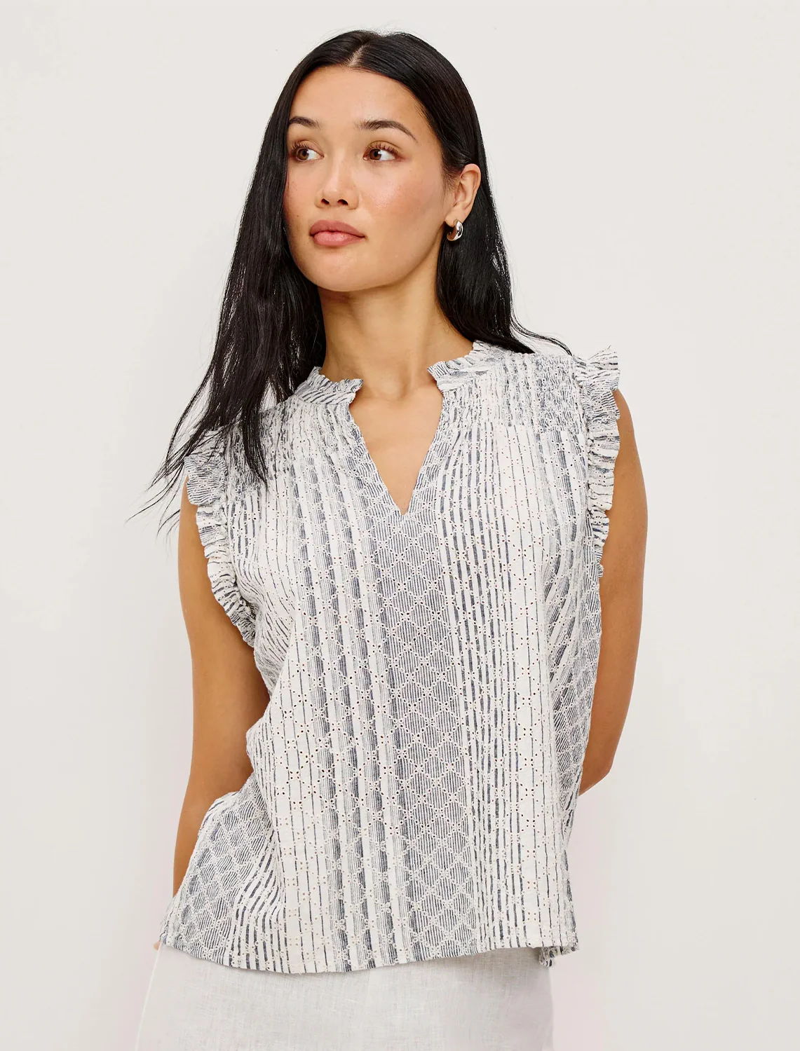 arlene top in striped eyelet - Image 2