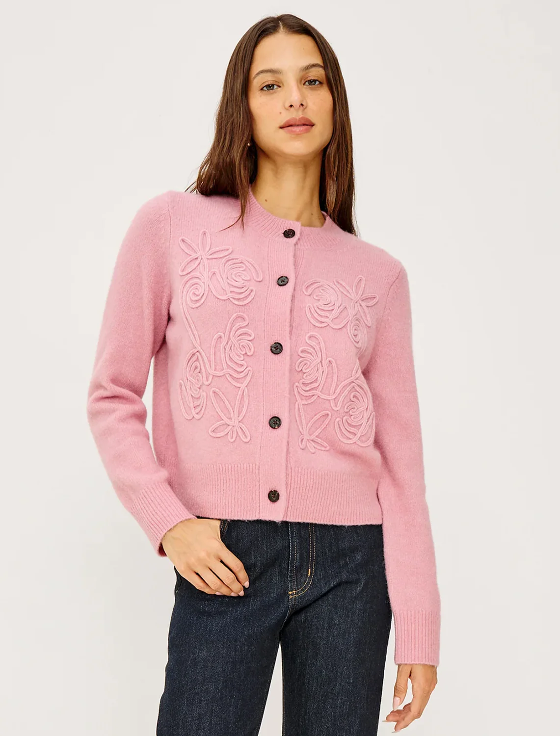 coralee cardigan in ballet pink - Image 2