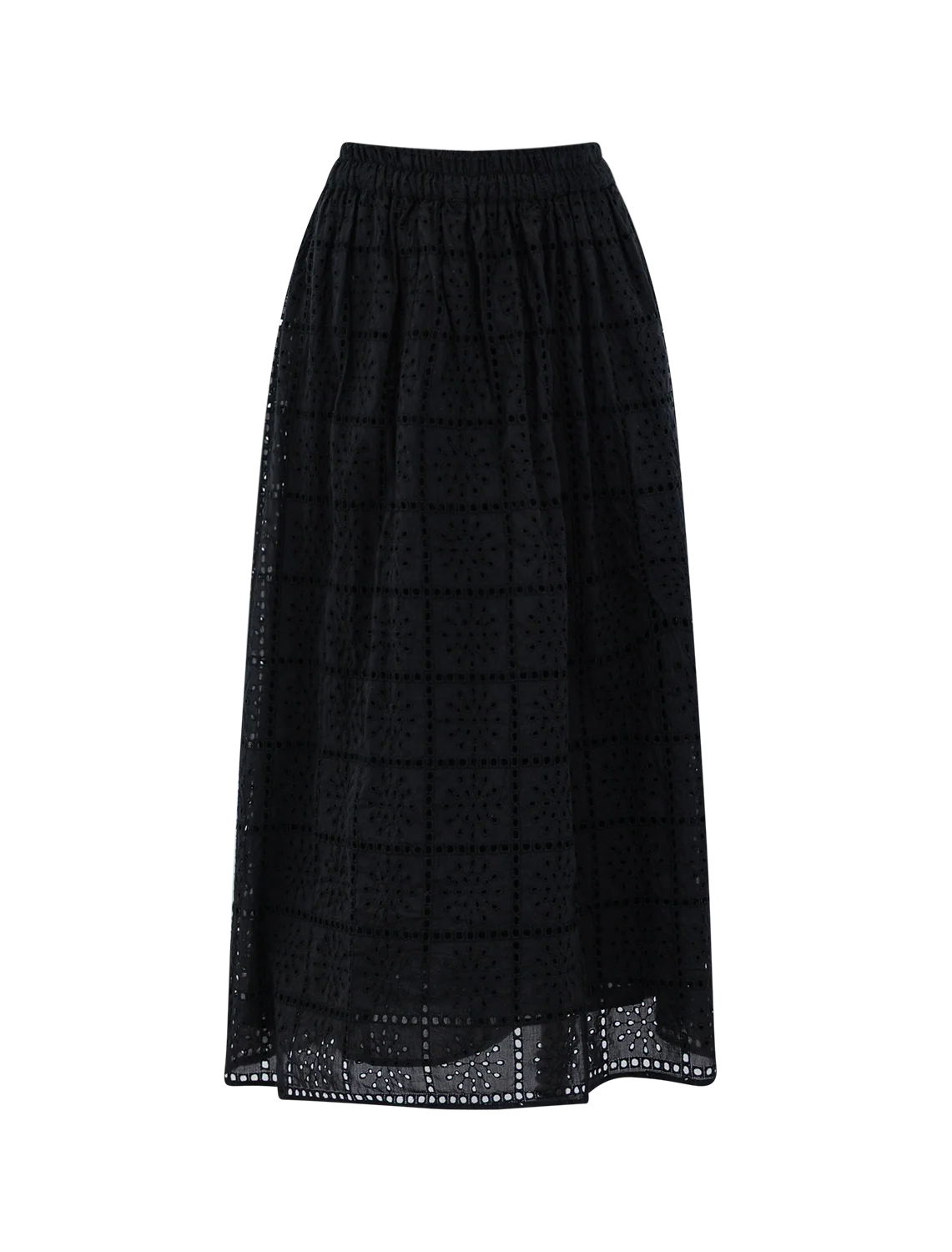 dax skirt in black grid embroidery