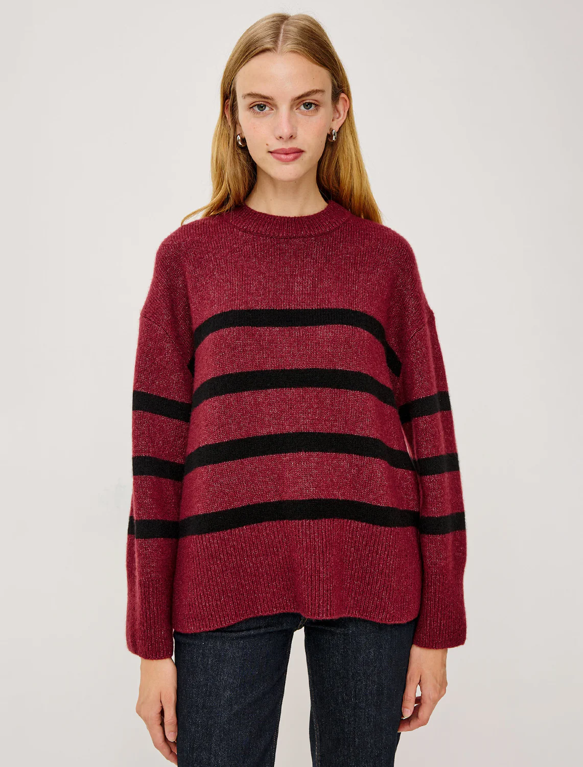 miranda sweater in garnet and black stripe - Image 2