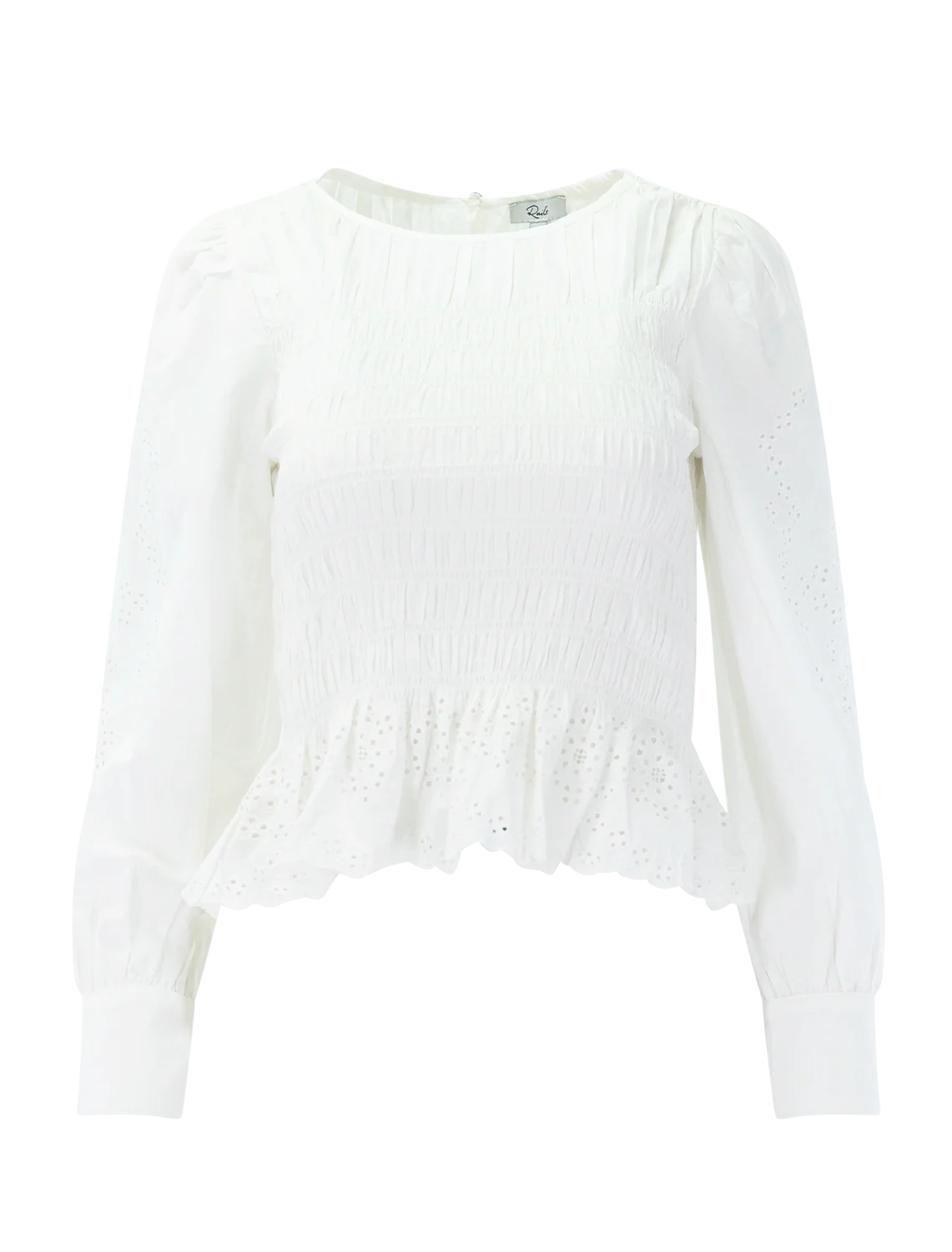 tabi top in white embroidery