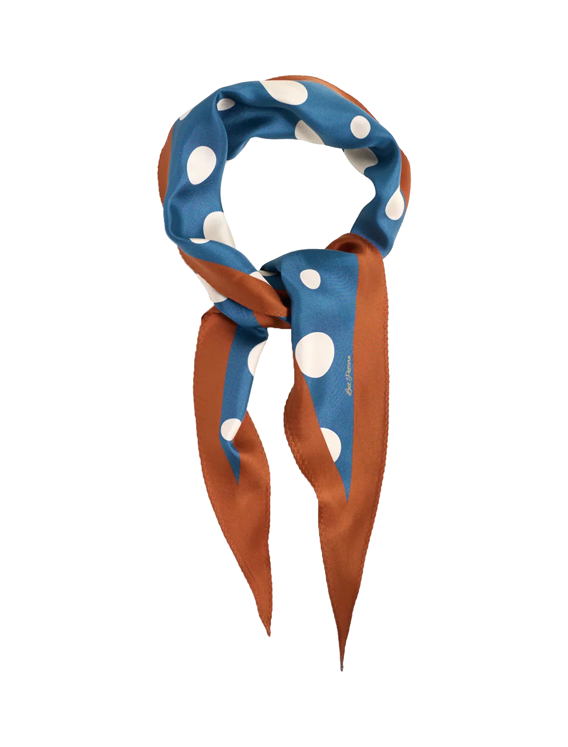 retro polka dot diamond neckerchief in salted caramel - Image 3