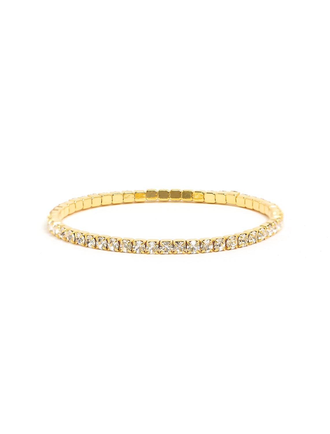 rhinestone gold stretch tennis bracelet