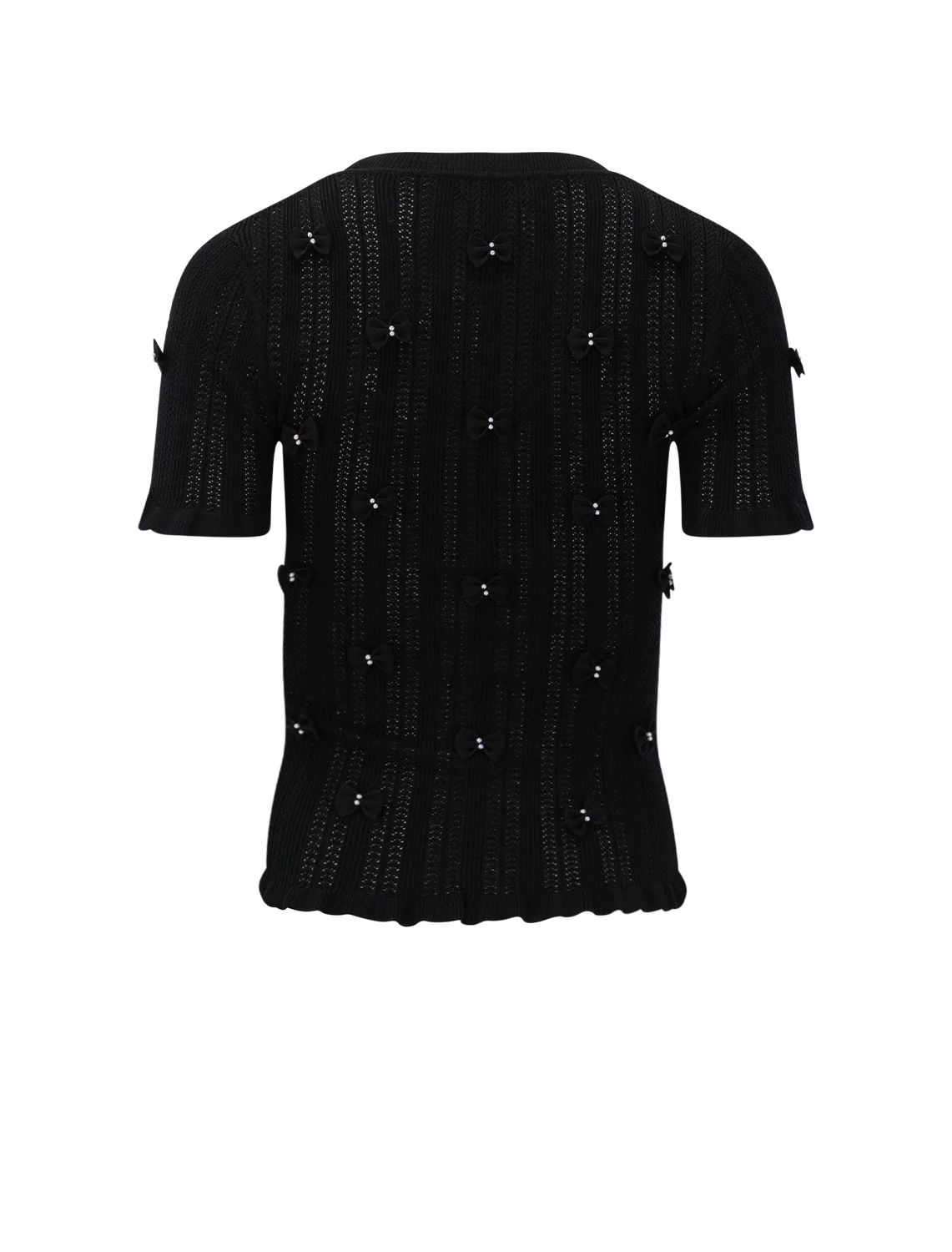 alberta pearl short sleeve knit top in black - Image 3