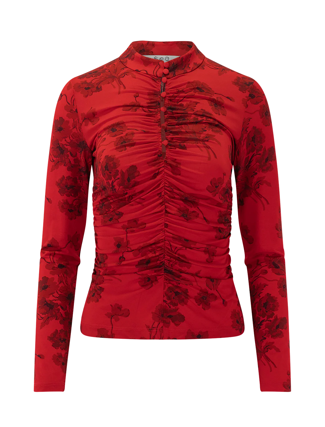 cornelia print long sleeve top in red