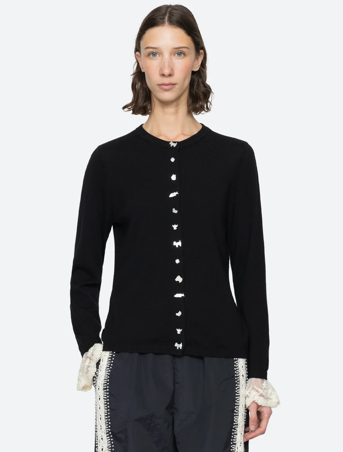 diane knit cardigan in black - Image 2