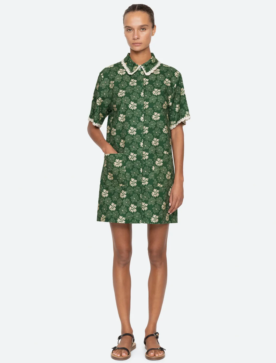 gloria print dress in green - Image 2
