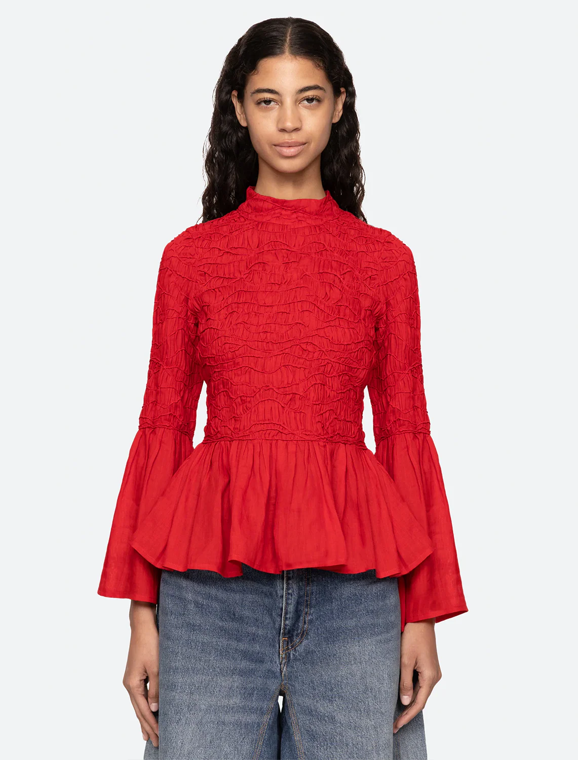 imogen long sleeve top in red - Image 2