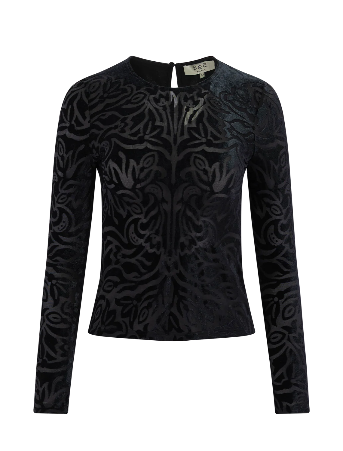 julie burnout long sleeve top in black