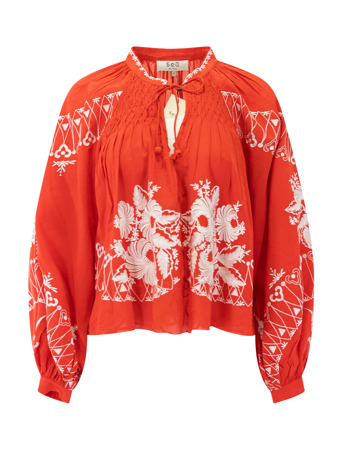 serafina embroidery blouse in poppy