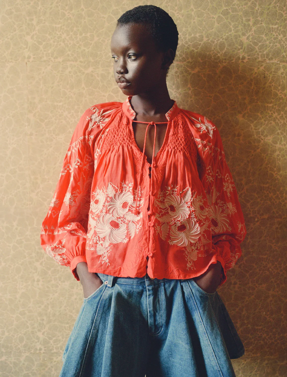 serafina embroidery blouse in poppy - Image 2
