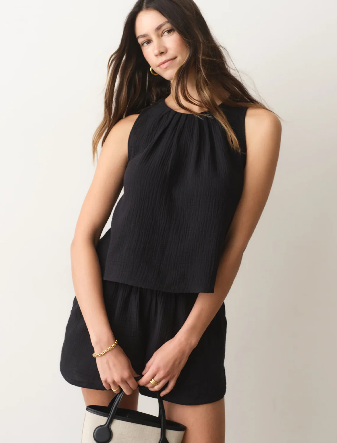 serena high neck tank in black - Image 2