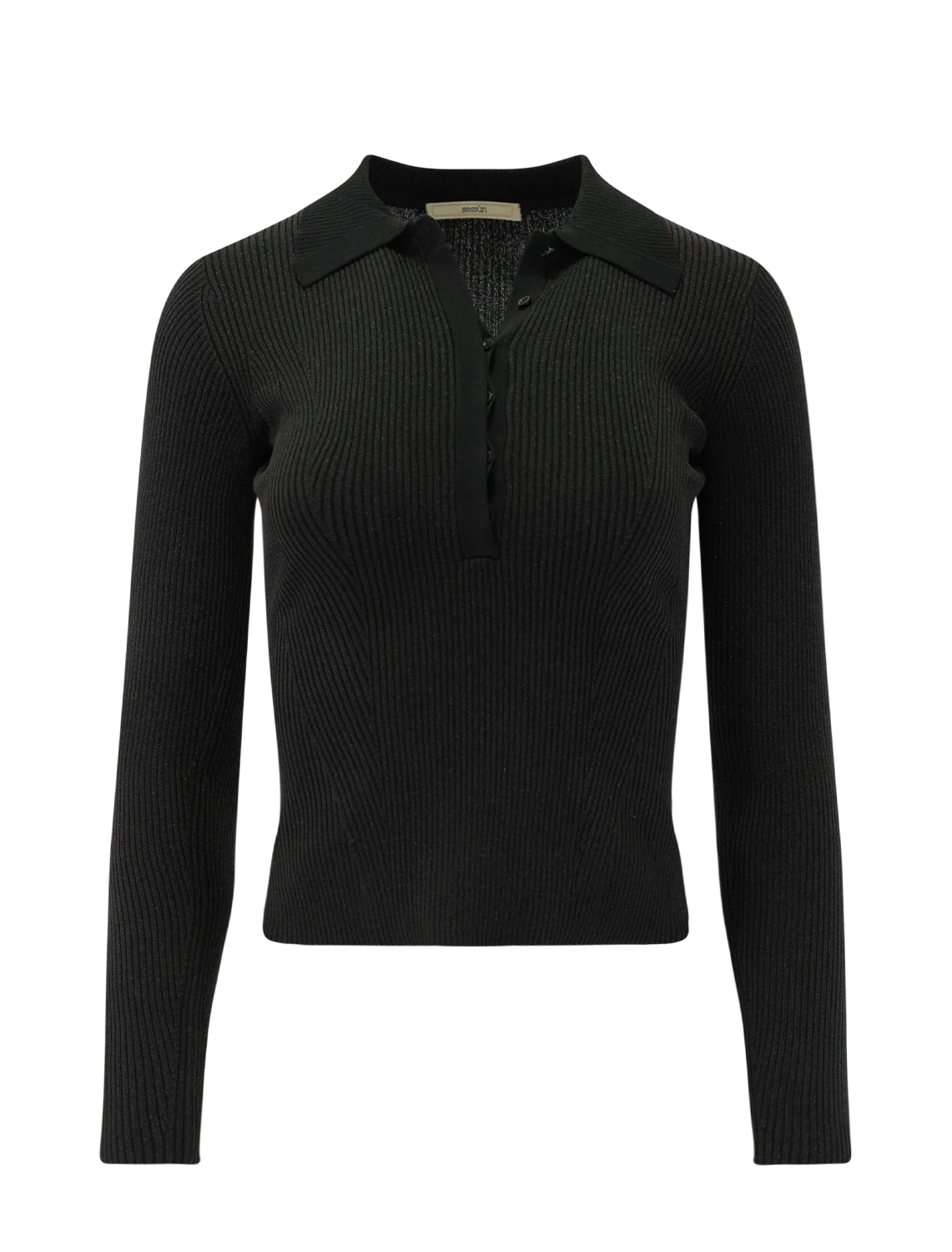 lykke knit long sleeve polo in moonlux