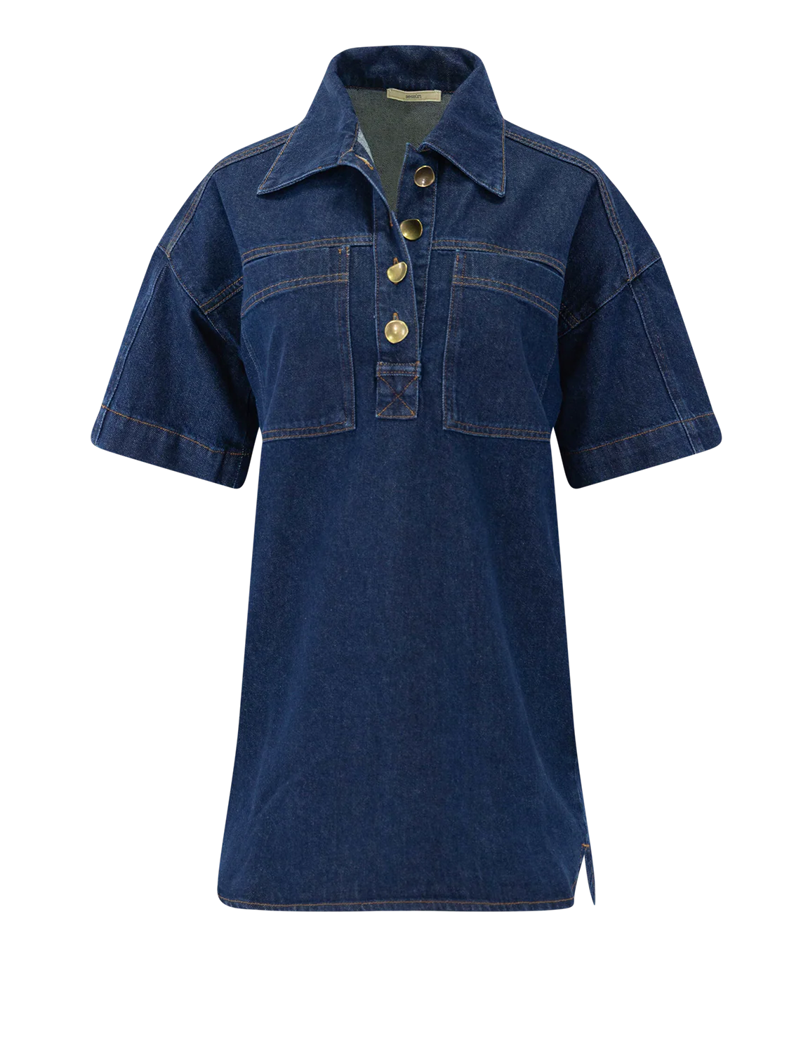 nimaya dress in blue denim