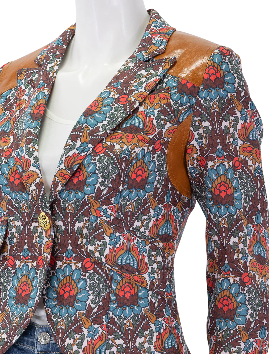 rifle patch one button blazer in burgundy multi - Image 3