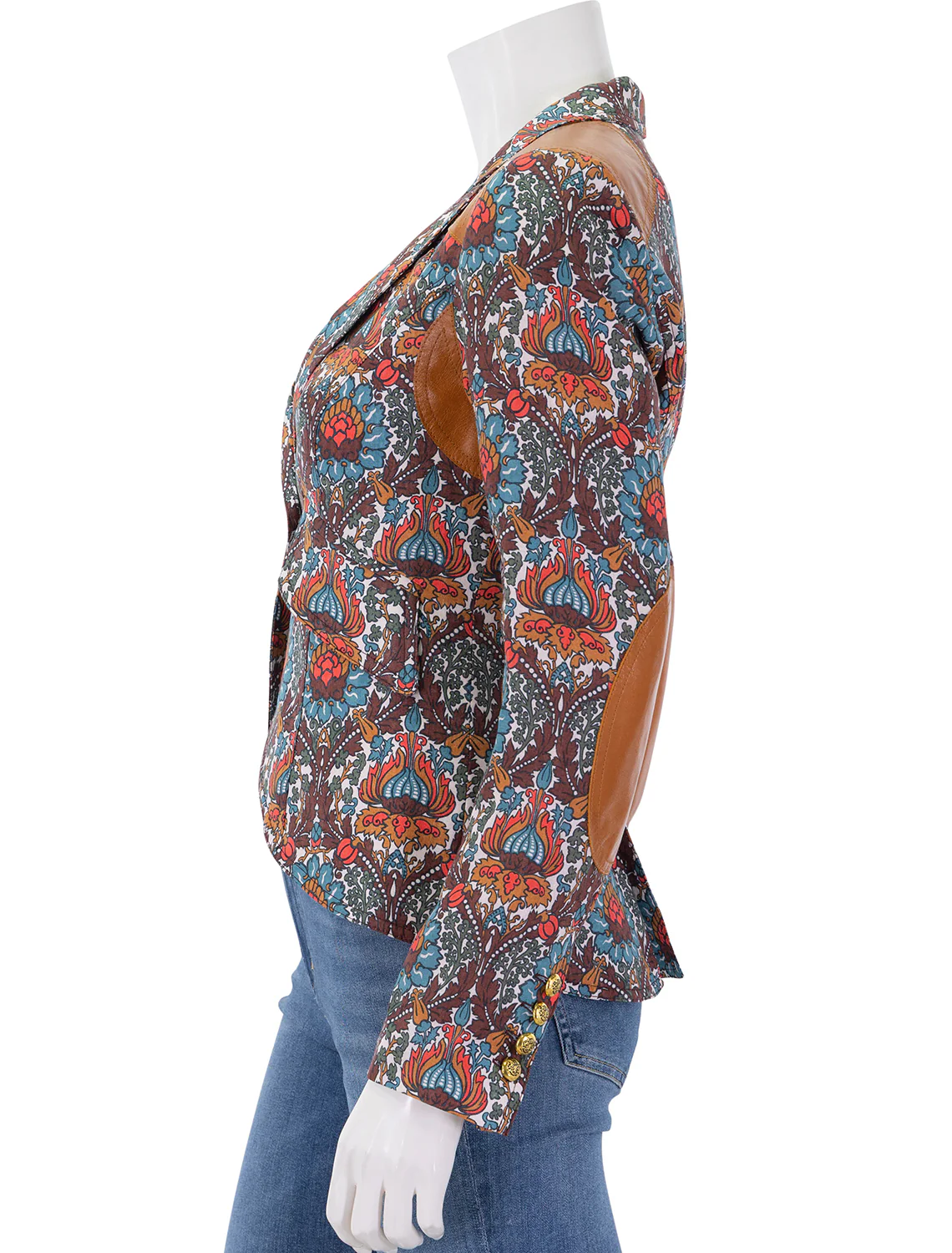 rifle patch one button blazer in burgundy multi - Image 4