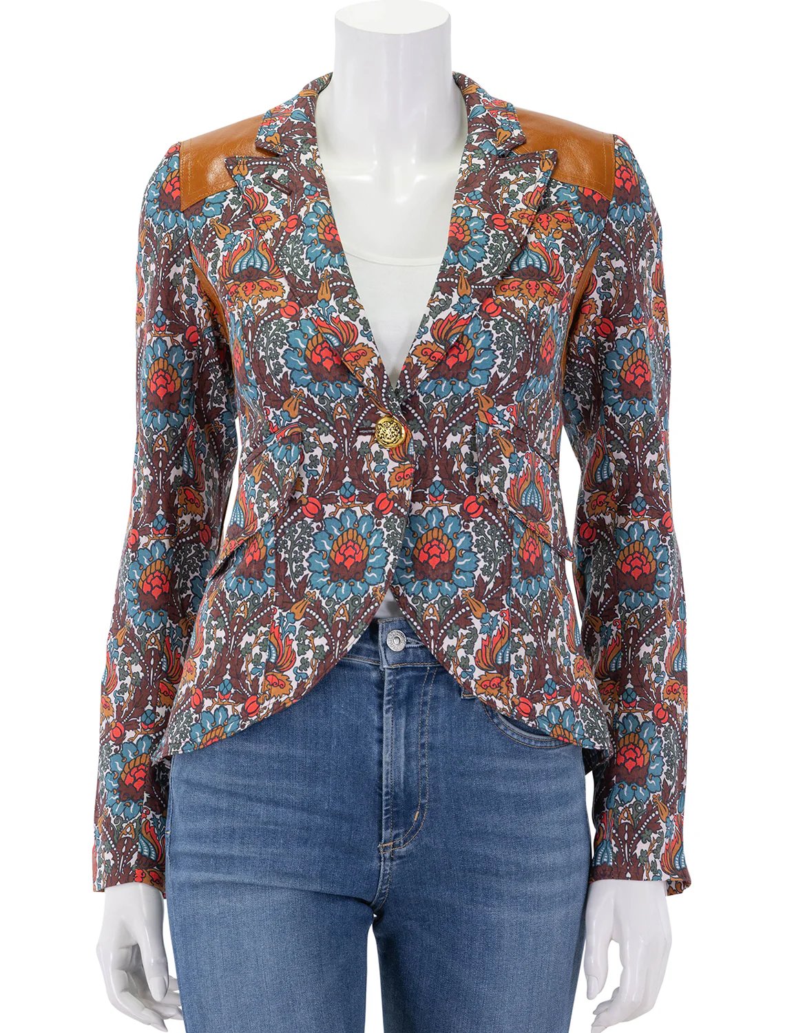 rifle patch one button blazer in burgundy multi - Image 6