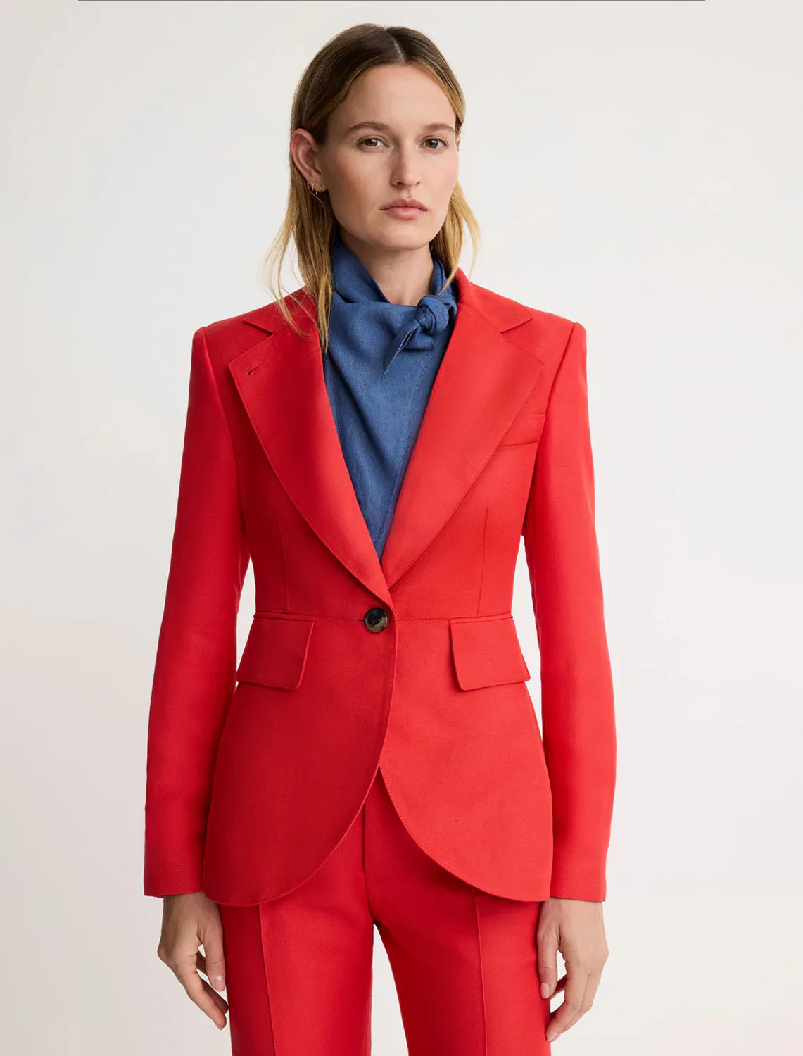 seamed blazer in poppy - Image 2