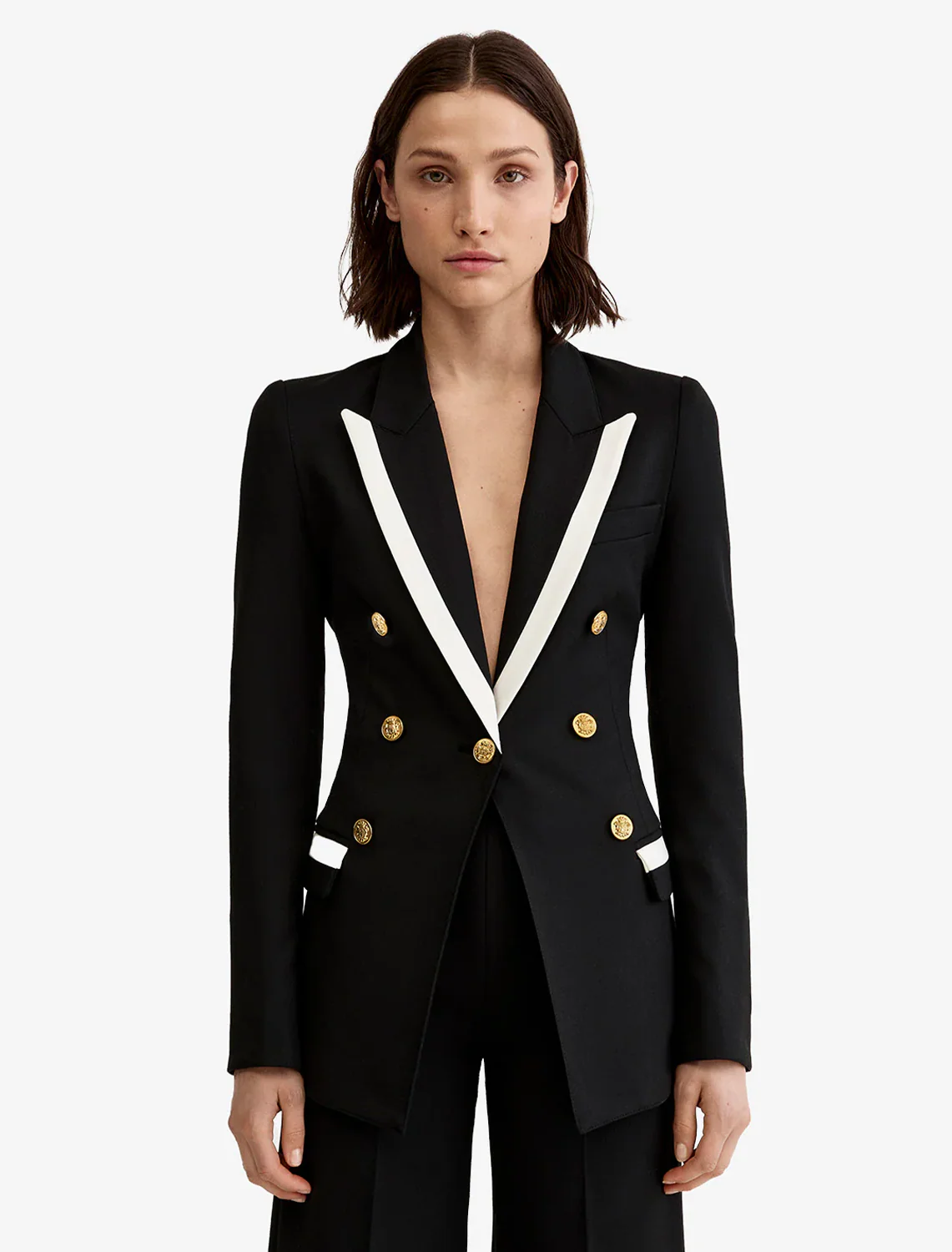 taped blazer in black and white - Image 2