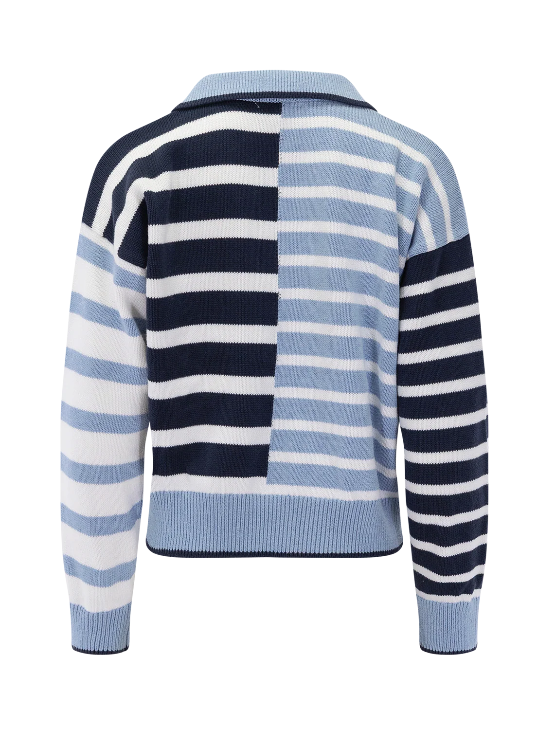 arden stripe polo sweater in navy and sea breeze stripe - Image 3