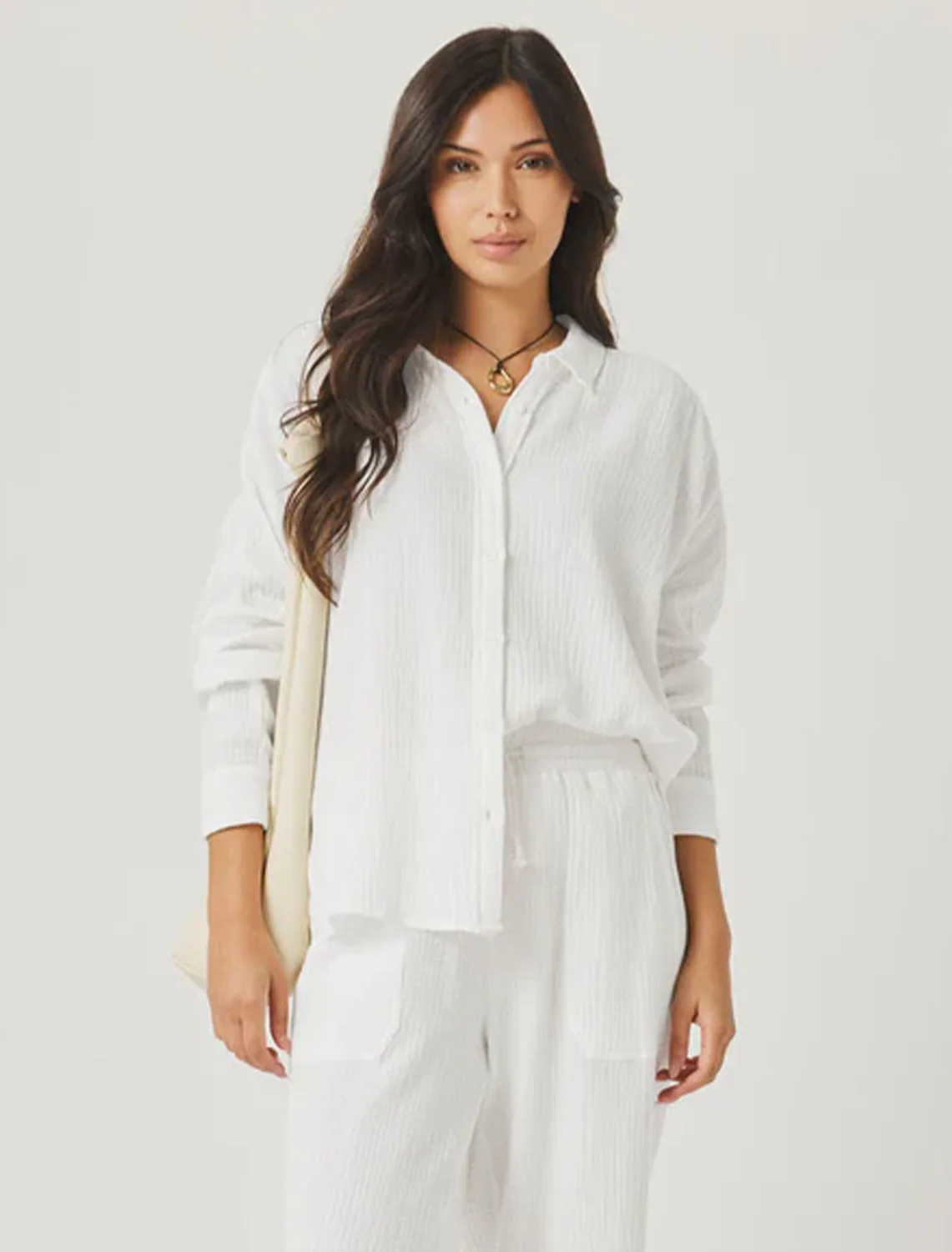 ava gauze button down in white - Image 2