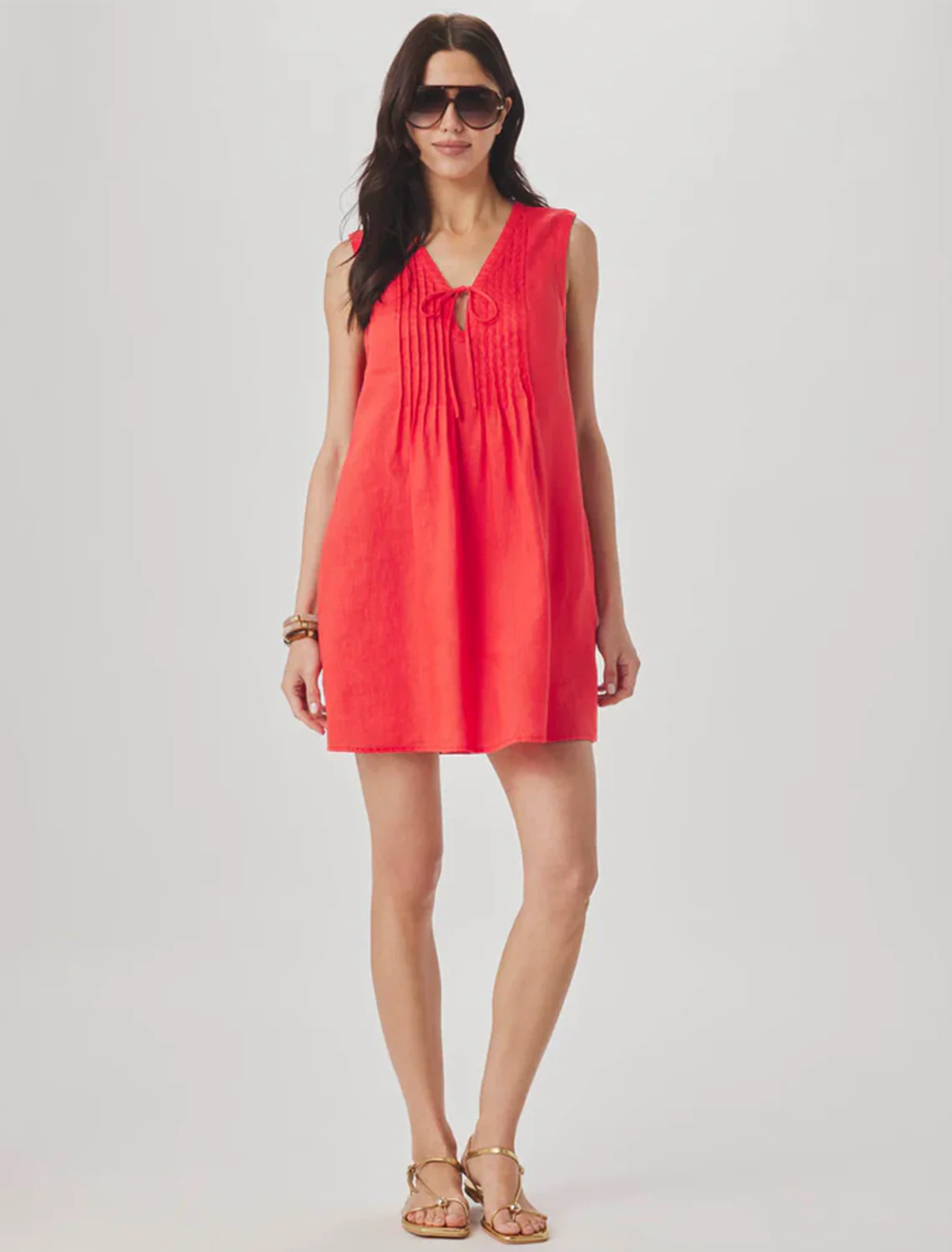 stella linen mini dress in scarlet - Image 2