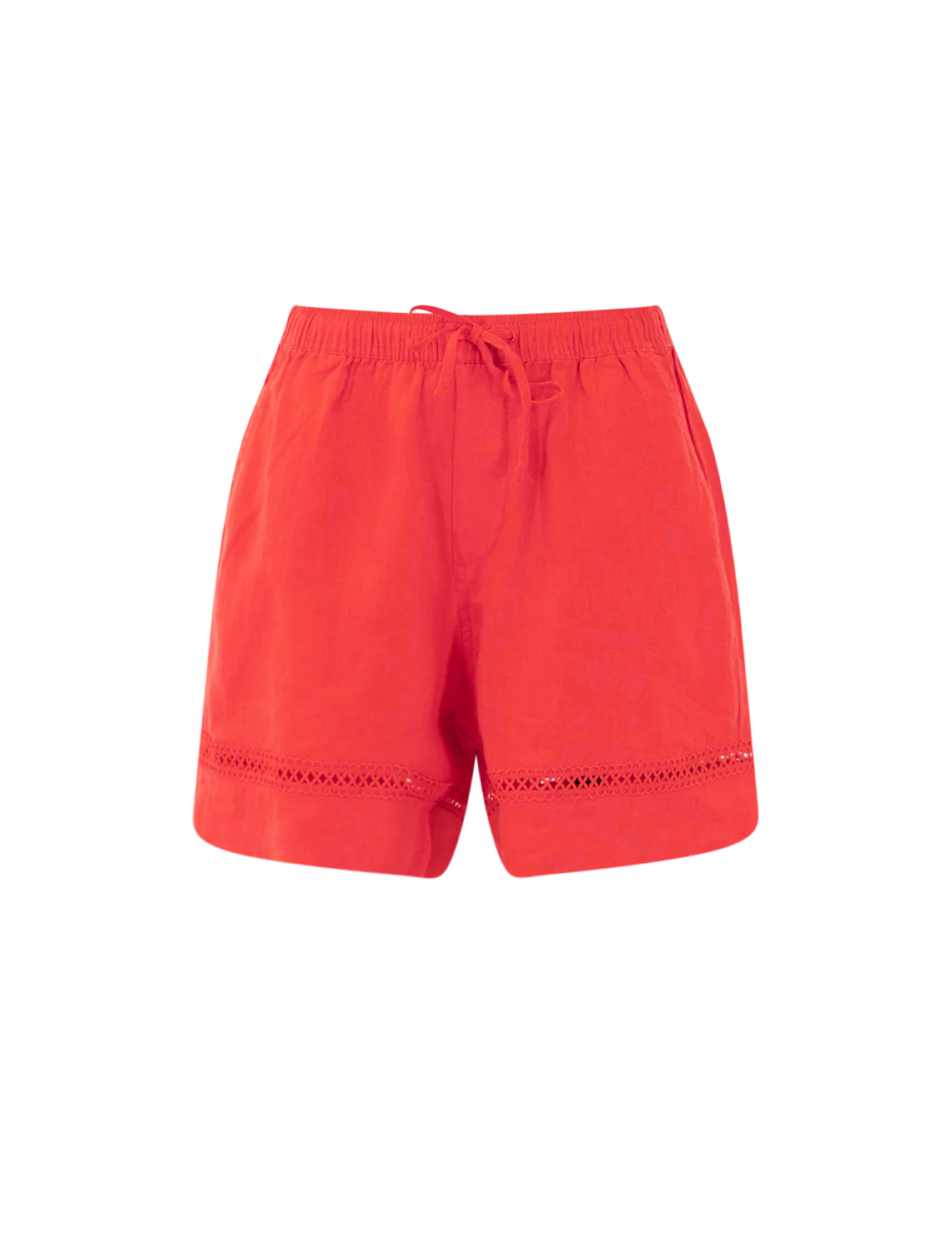 stella linen trim short in scarlet