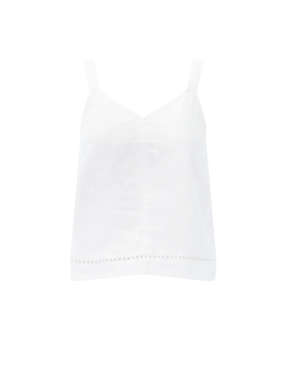 stella linen trim tank in white