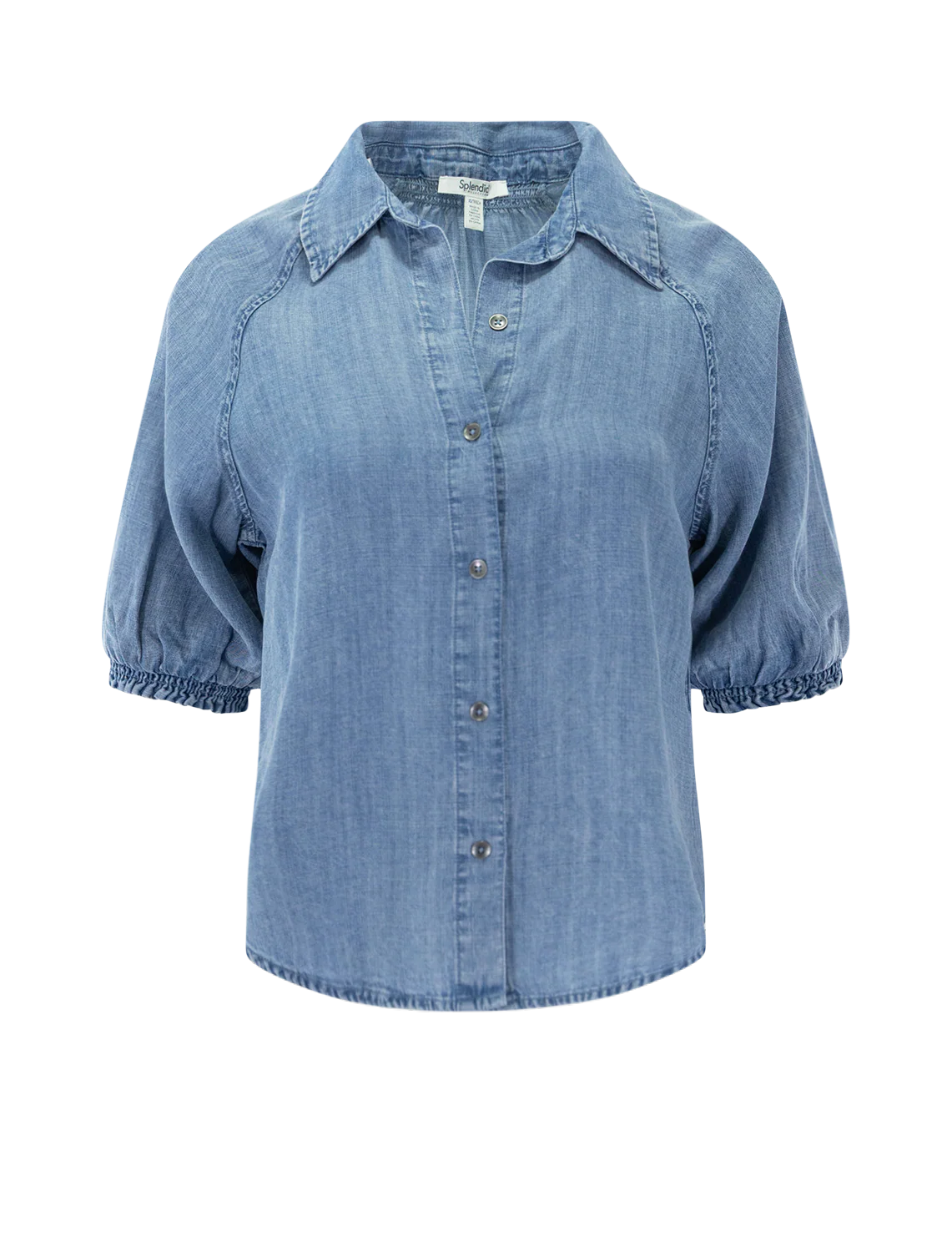 talia puff sleeve top in indigo