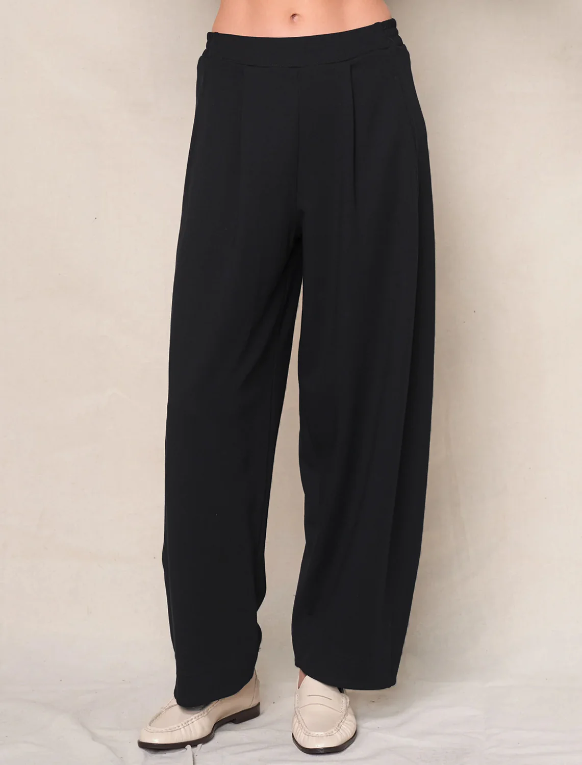 luxe ponte barrel trouser in black - Image 2