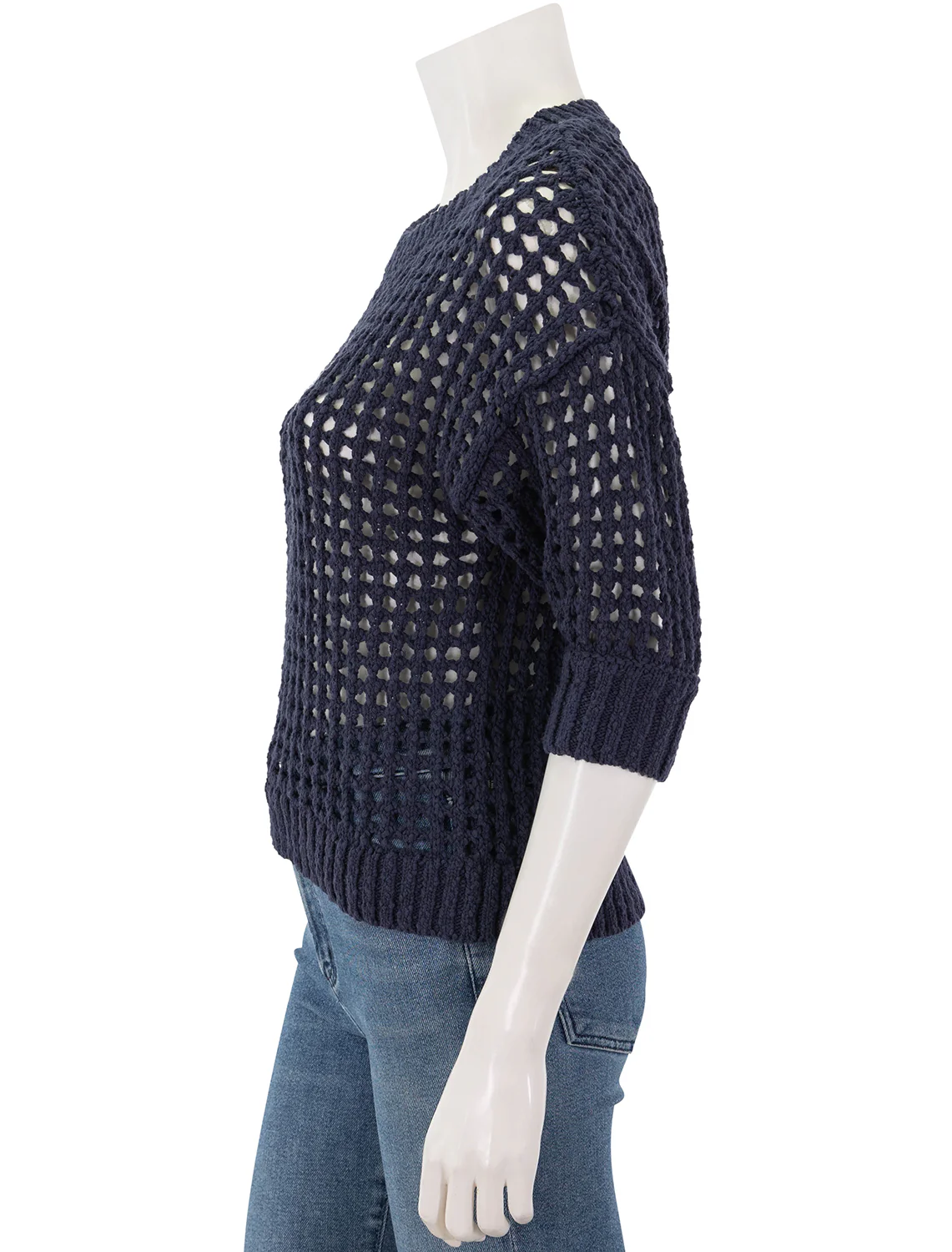 puff sleeve sweater in new navy - Image 4