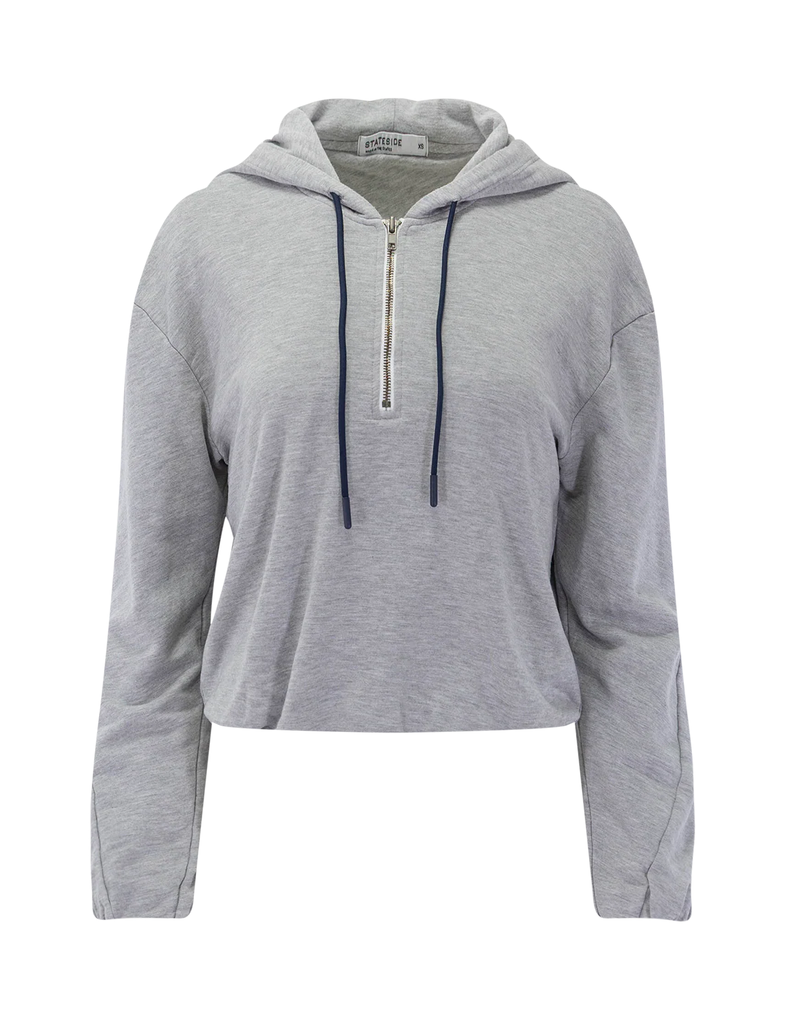 softest fleece half zip hoodie in heather grey