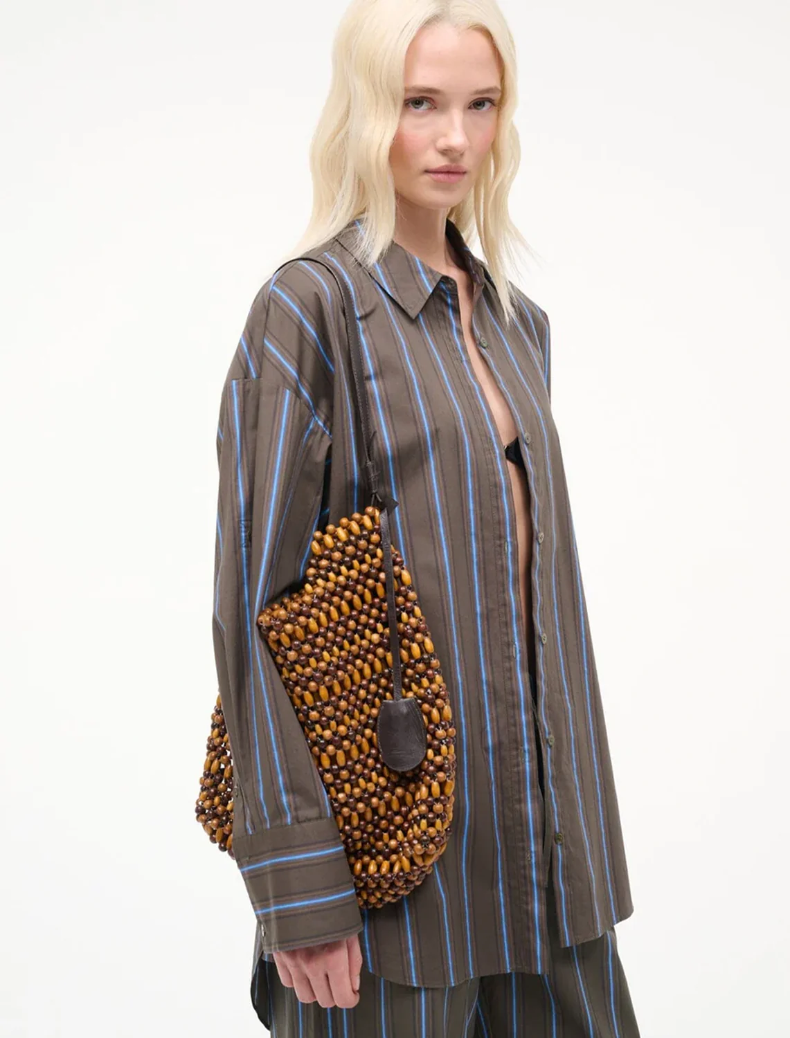 drift shoulder bag in multi wood beads - Image 2