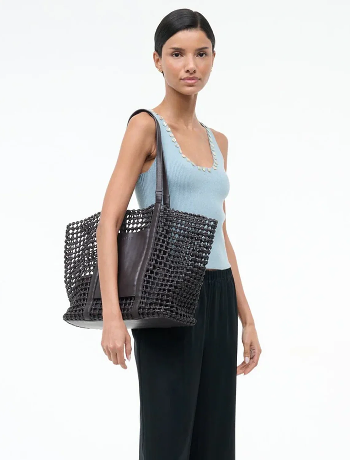 getaway hand knotted tote bag in espresso - Image 2