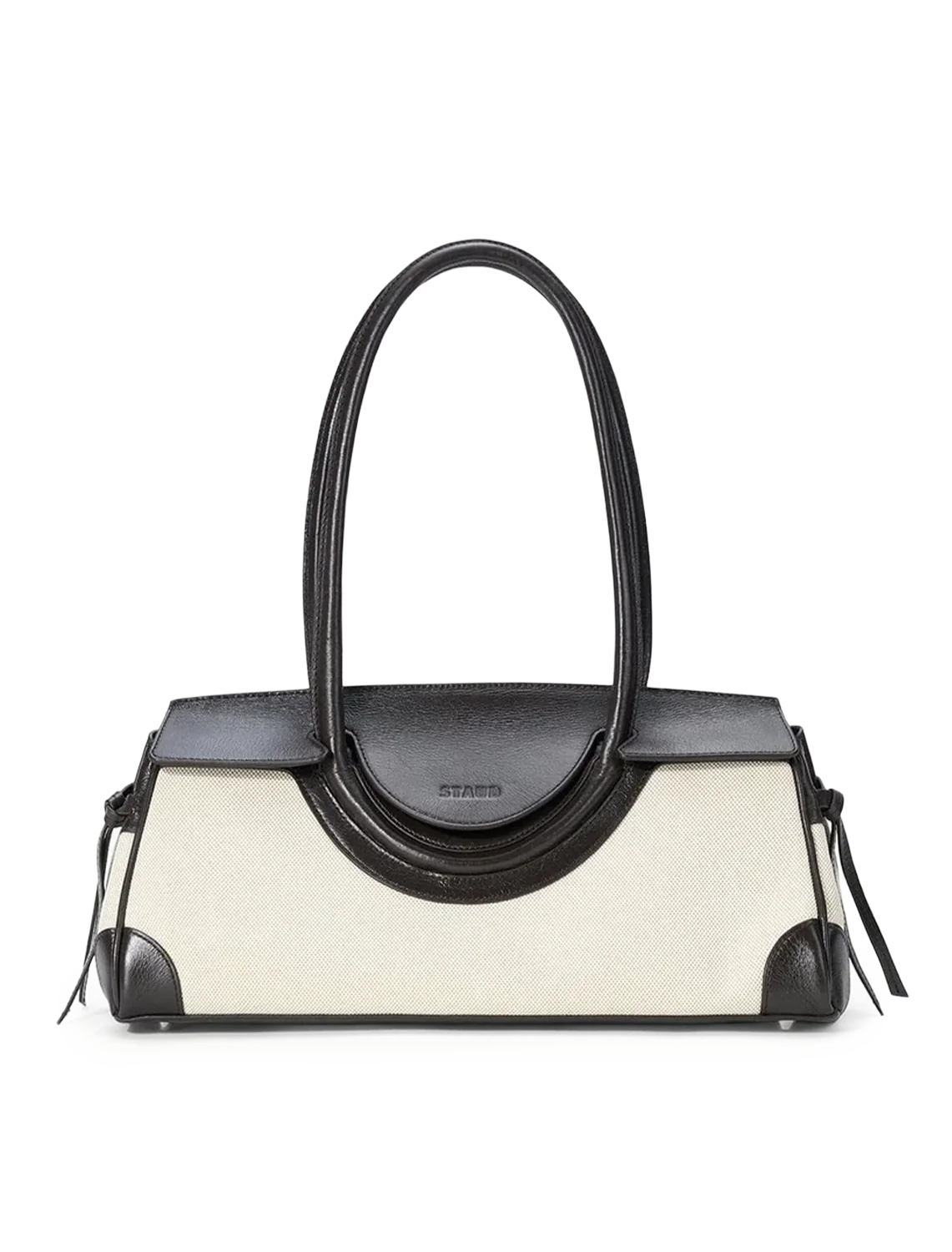 maude shoulder bag in natural and espresso