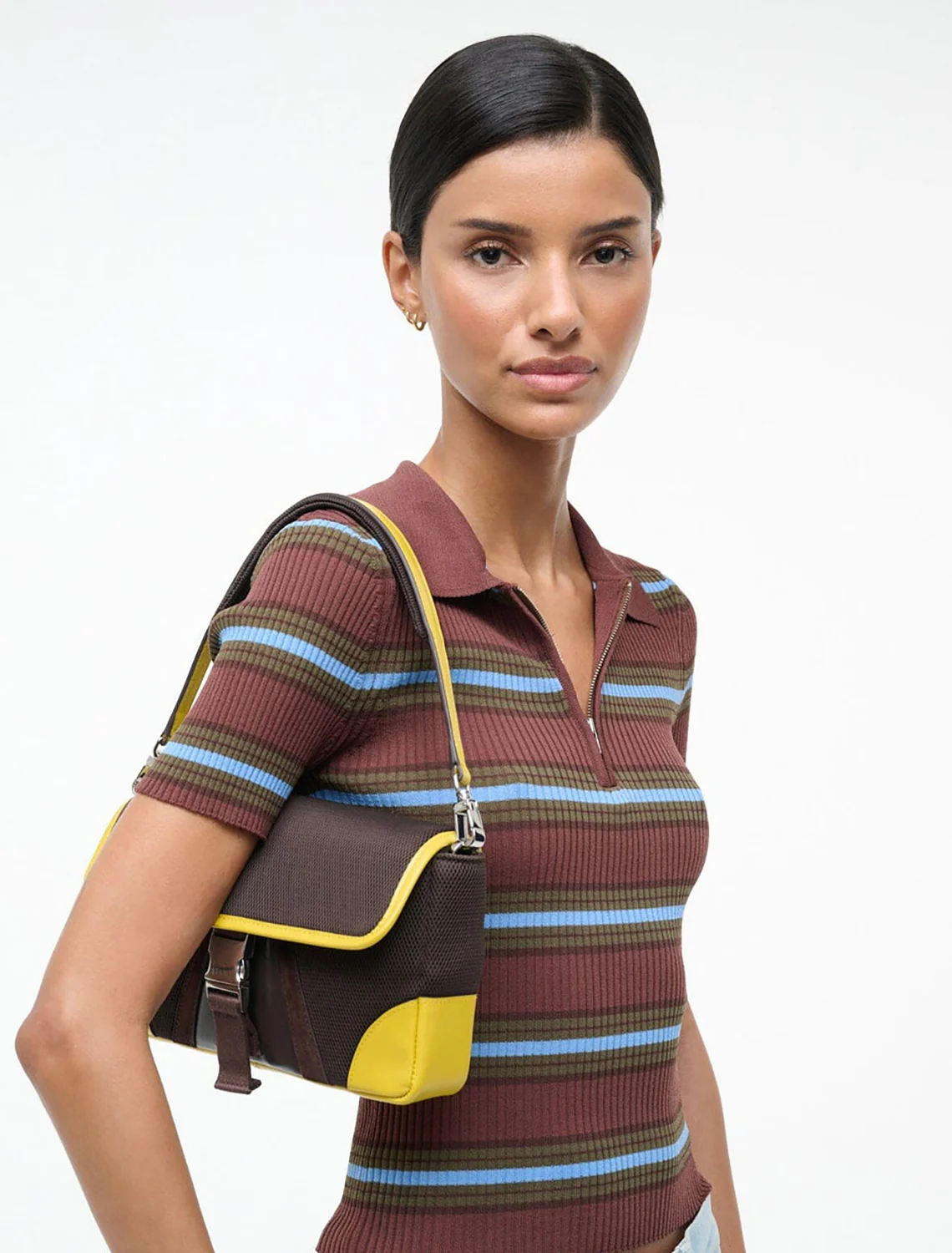 tony shoulder bag in espresso and lemon - Image 2