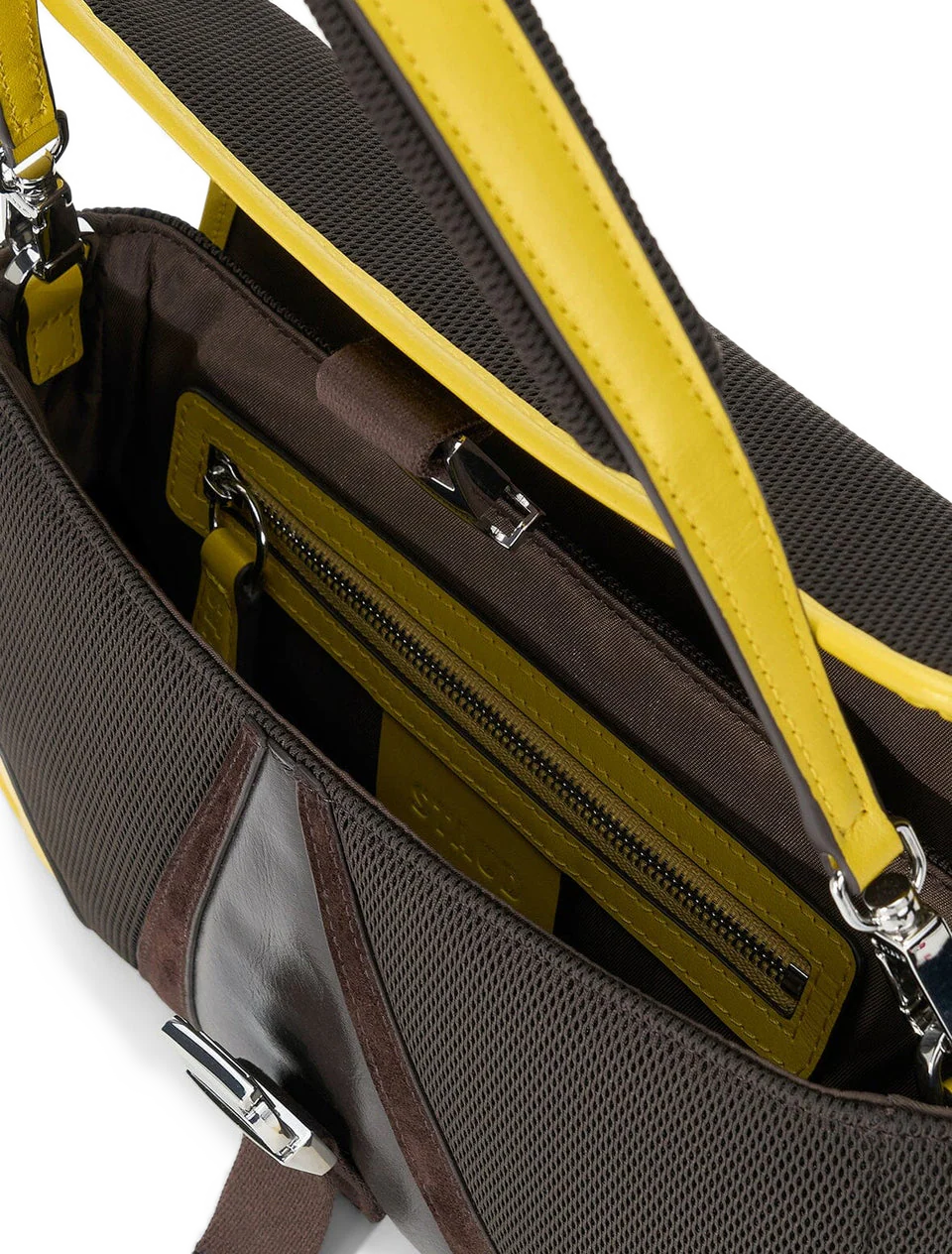 tony shoulder bag in espresso and lemon - Image 4